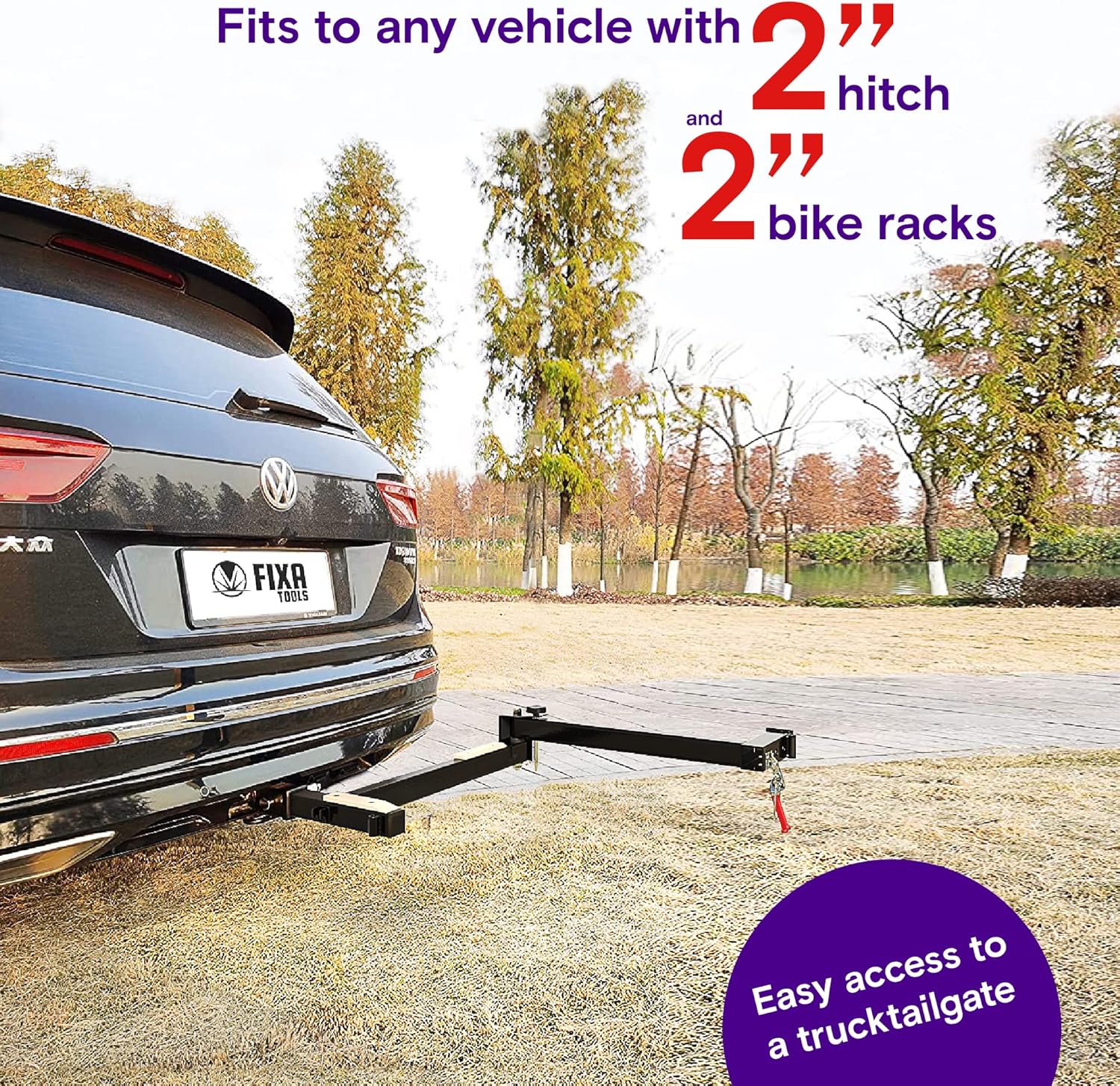 Swing-Away Bike Rack Adapter for 2�� Hitch Receivers Bike Carrier Pivoting Arm Easy Access to Tailgate