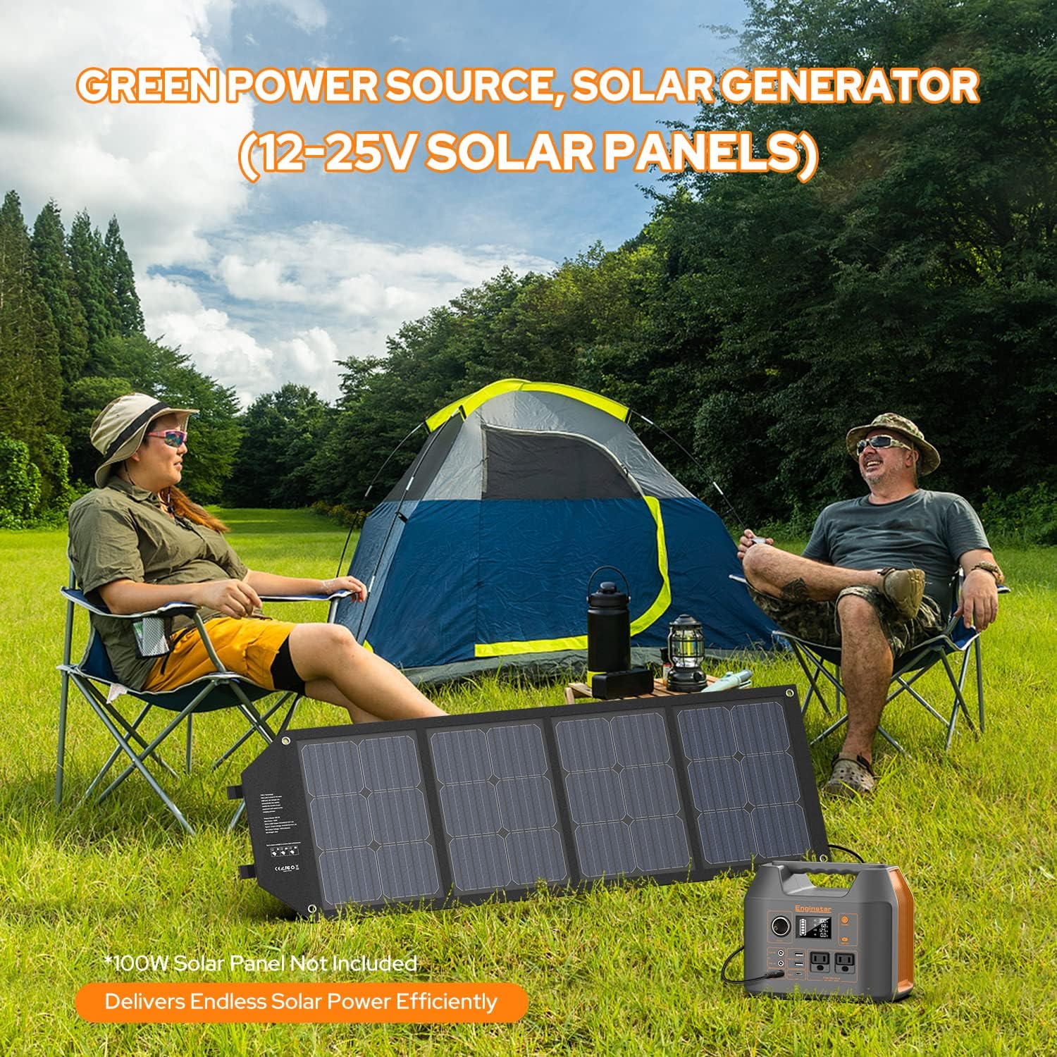 Solar Generator with Panels, EnginStar 300W Solar Generator with 60W Solar Panel, 80000mAh Portable Power Bank with AC Outlet for Outdoors Camping Emergency Use