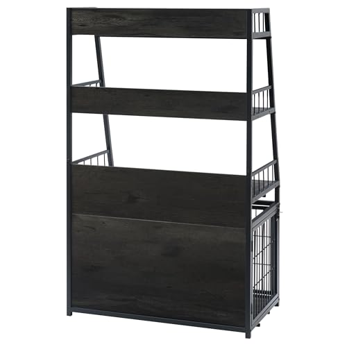 Furniture Style Dog Crate for Small/Medium Dog, Heavy Duty Anti-Chew Dog Kennel Furniture with 3 Doors, Wooden Decorative Indoor Basic Dog Cage with 3-Layer Storage Shelves