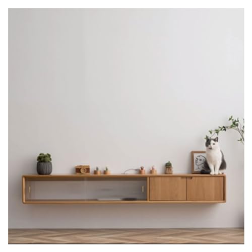 tv Units for Living Room Floating TV Unit, 70.8''/78.7'' Wall Mounted TV Cabinet, Floating Shelves with Door, Modern Wood Entertainment Media Console Center Large Storage TV Bench for Living Room Bed