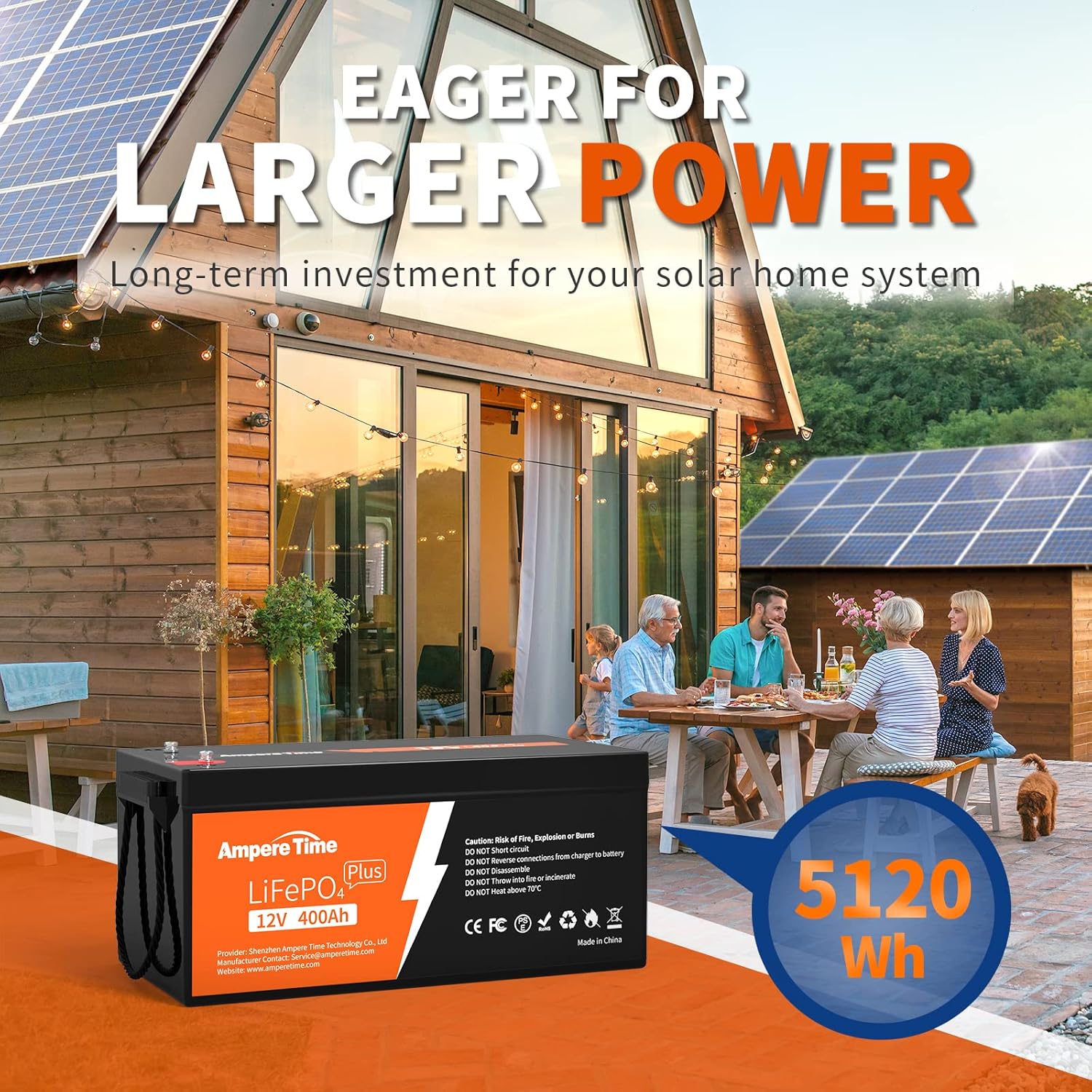 Ampere Time 12V 200Ah LiFePO4 Battery with 14.6V 20A Dedicated Lithium Battery Charger; Built-in 200A BMS, 4000+ Cycles, Perfect for RV, Solar, Marine, Overland, Off-Grid Application��