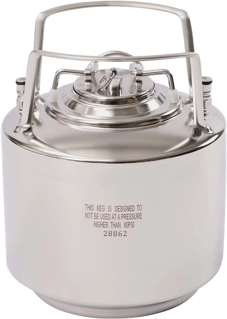 Miumaeov Stainless Steel 1.6 Gallon Mini Ball Lock Keg System For Small Batch HomeBrewing Beer Brewing Strap Handle
