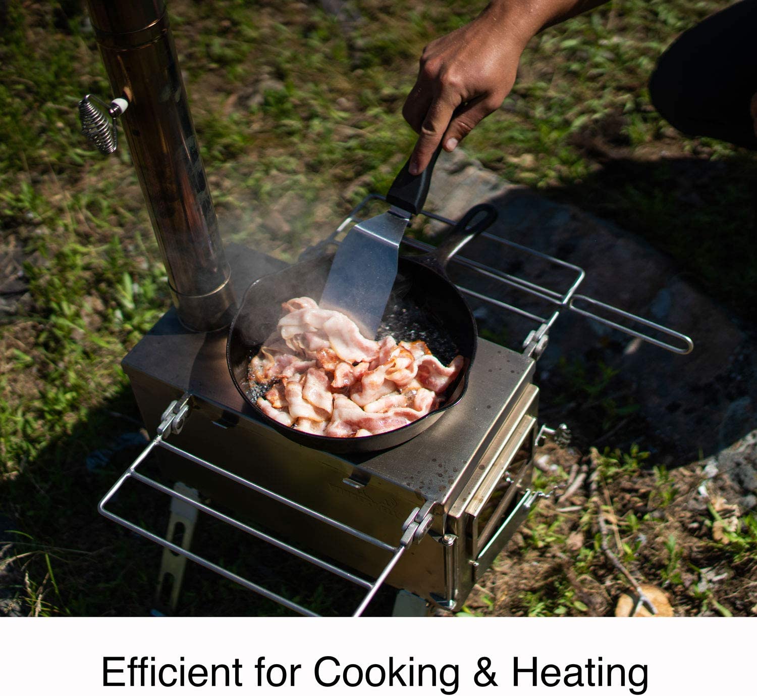 Tent Stove | Tiny Stove for Tents, , and Camping | 800 Cubic Inch Firebox | Construction | Includes Chimney Pipe