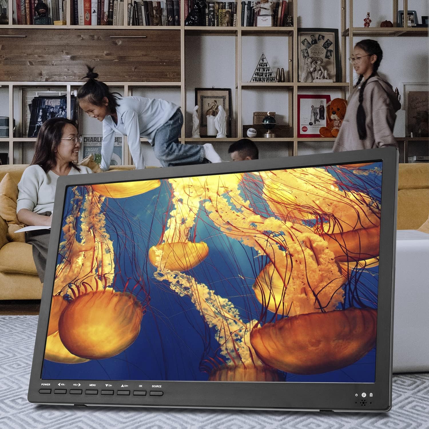 17 inch TV, Widescreen LED Portable TV with ATSC Digital Tuner, HDMI, AV Video Input, ATSC Tuner, USB Port, Built-in Speakers for Car, Caravan, Office and Kitchen