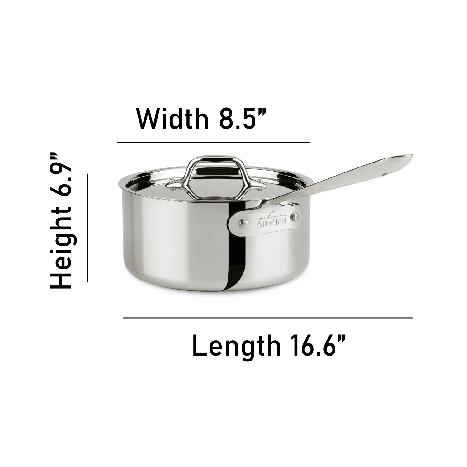 All-Clad 4203 Stainless Steel Tri-Ply Bonded Dishwasher Safe Sauce Pan with Lid / Cookware, 3-Quart, Silver