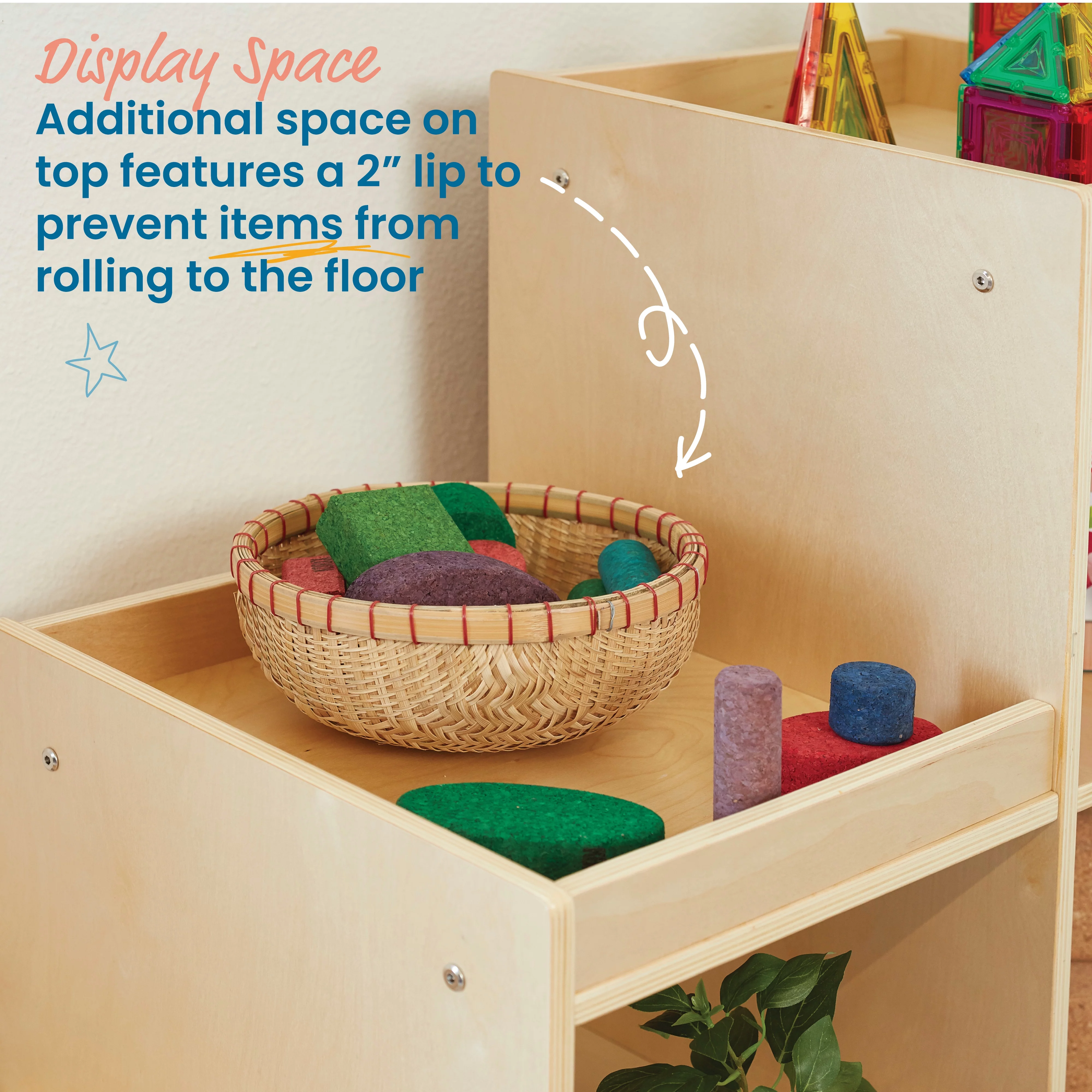 ECR4Kids 3-2-1 Cube Storage Cabinet, Kids Furniture, Natural
