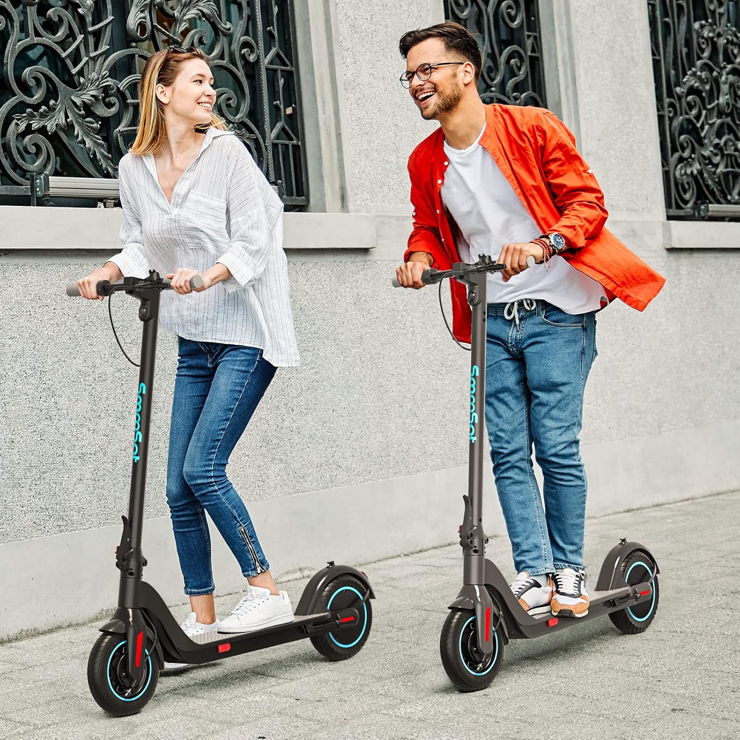 SmooSat SA3 Prime Electric Scooter for Adults, 10” Airless Tire, 28 Miles Range, 350W Powerful Motor, Long Battery Life, 20 MPH Max Speed, Type-C Reverse Charging, LED-Display, Gray