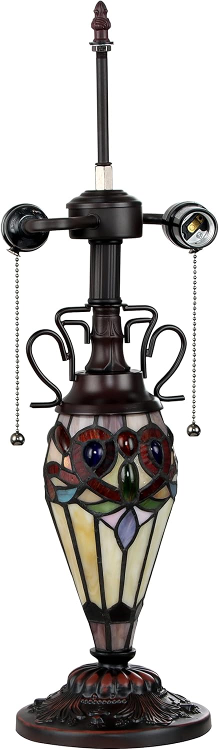 Chloe Lighting SERENITY Tiffany-style Dark Bronze 3 Light Double Lit Table Lamp 16" Shade