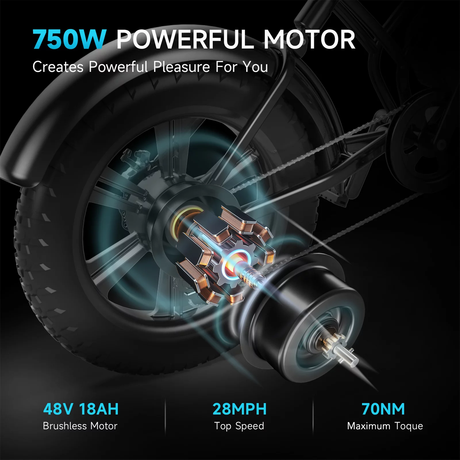 HAPPYRUN 20*4.0'' Fat Tire Electric Bicycle 750W E-Bike with 48V 18Ah Removable Battery, Ideal for All Ages