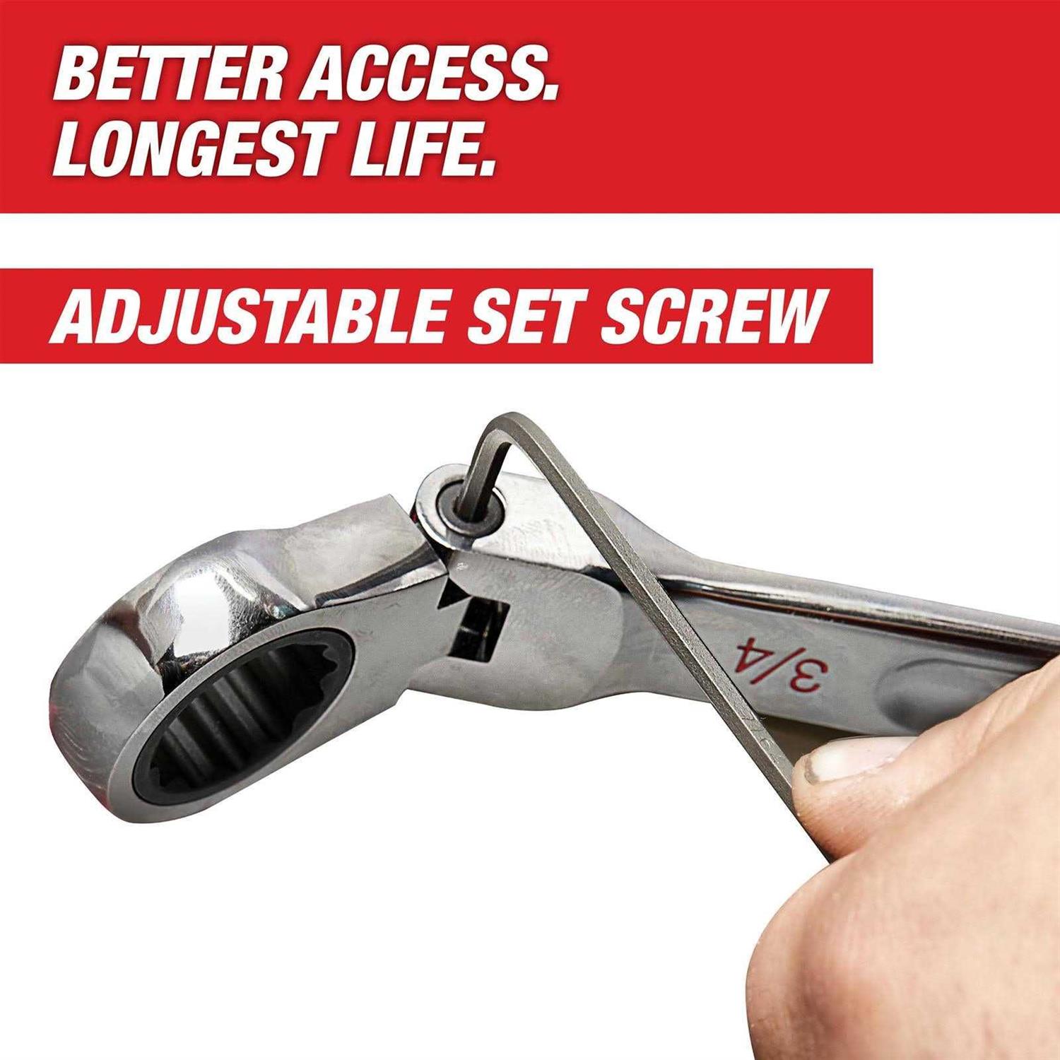 Milwaukee 48-22-9413 Flex Head Ratcheting SAE Combination Wrench Set
