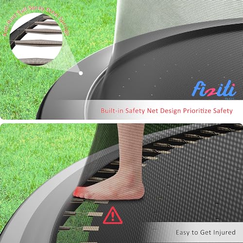 12FT 14FT 16FT Tranpoline for Adults and Kids, 1500 LBS Outdoor Tranpoline with Light, Sprinkler, Socks, Outdoor Recreational Tranpoline Heavy Duty - ASTM CPC CPSIA
