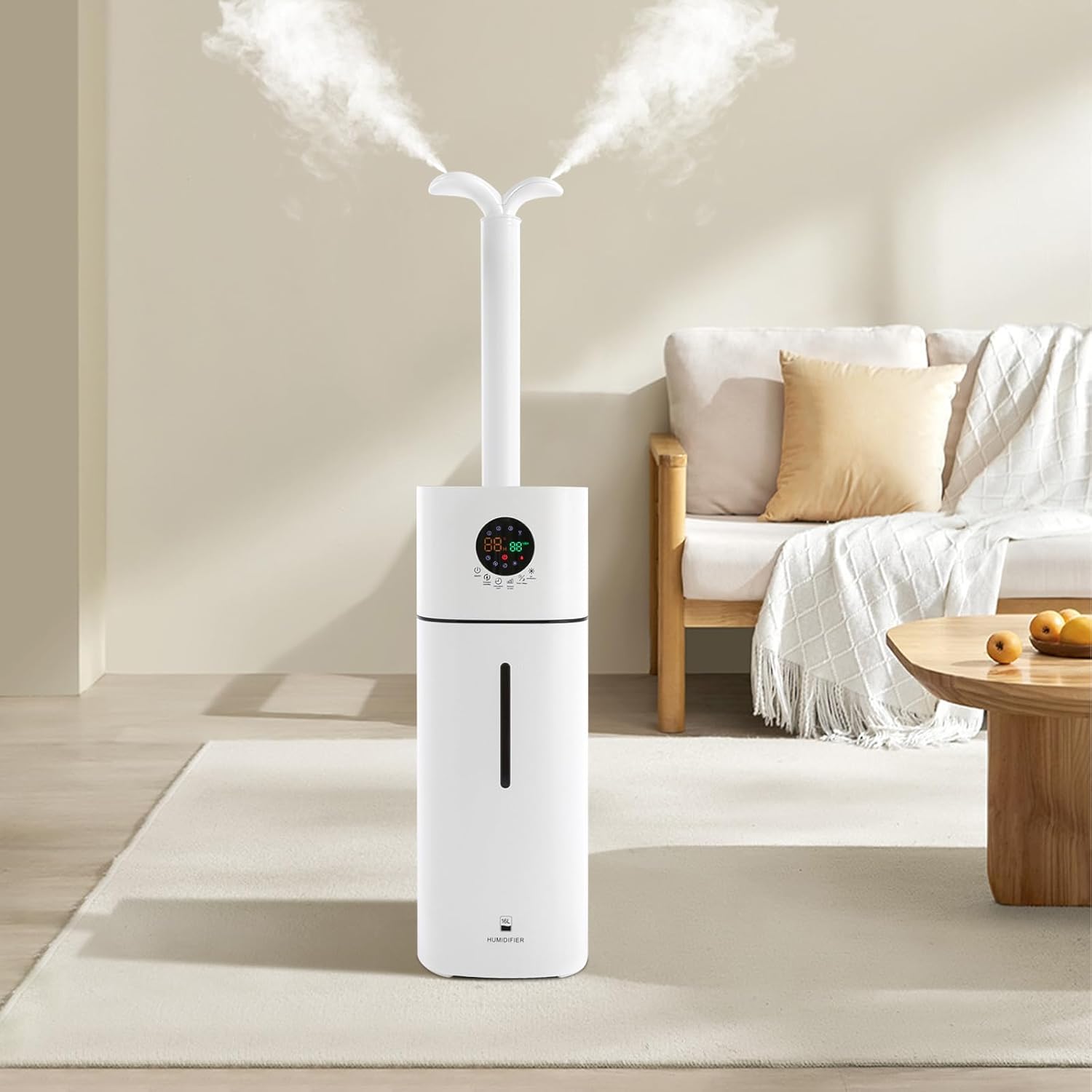 Humidifiers for Large Room, 3.52Gal/16L Whole House Humidifiers, Ultrasonic Cool Mist Top Fill Humidifier Mist Speed 21.12oz/ h, Remote, Quiet Tower Humidifier for Baby Bedrooms Plant Yoga Sleep