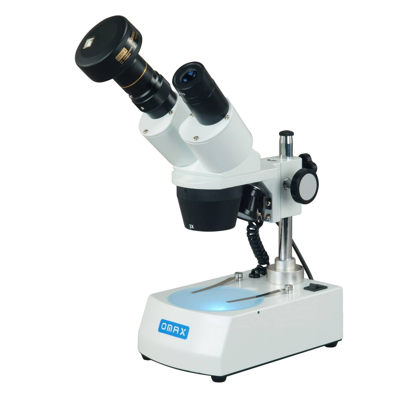 OMAX 20X-40X-80X Cordless Stereo Binocular Microscope with LED Lights, 5MP Camera, Cleaning Pack