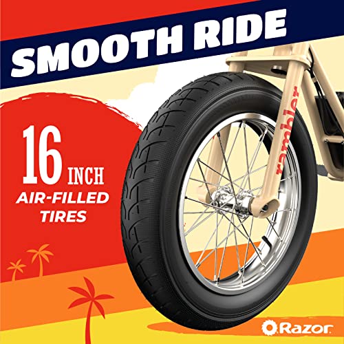 Razor Rambler 16 – 36V Electric Minibike with Retro Style, Up to 15.5 MPH, Up to 11.5 Miles Range, Wide, Rugged 16" Air-Filled Tires, Powerful 350 Watt Hub-Driven Motor