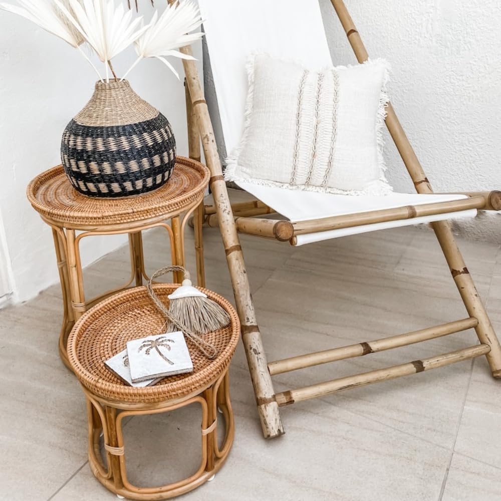Rattan Side Table Table Set, Bedside Table Set, Minimalist Living Room Tables, Small Light Tables, End Table, Round Modern Coffee Table, Rattan Furniture, Coffee Table Nightstand for Living Room