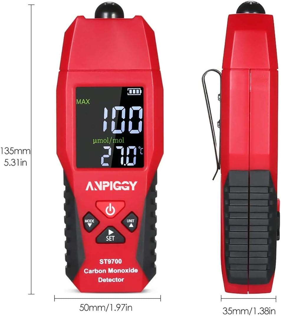 Handheld Carbon Monoxide Meter,LCD Color Display Carbon Monoxide Detector,Carbon Monoxide Tester,CO Detector,CO Meter,High Precision CO Gas Leak Detector 0-1000ppm