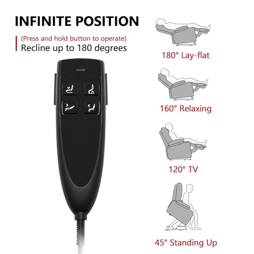Power Lift Chair Lay Flat Recliner Infinite Position Electric Dual Motor Stand Up Lift Chair with Massage and Heat for Adults,Heavy Duty Recliners with 2 Remote Controls and Two Cup Holders