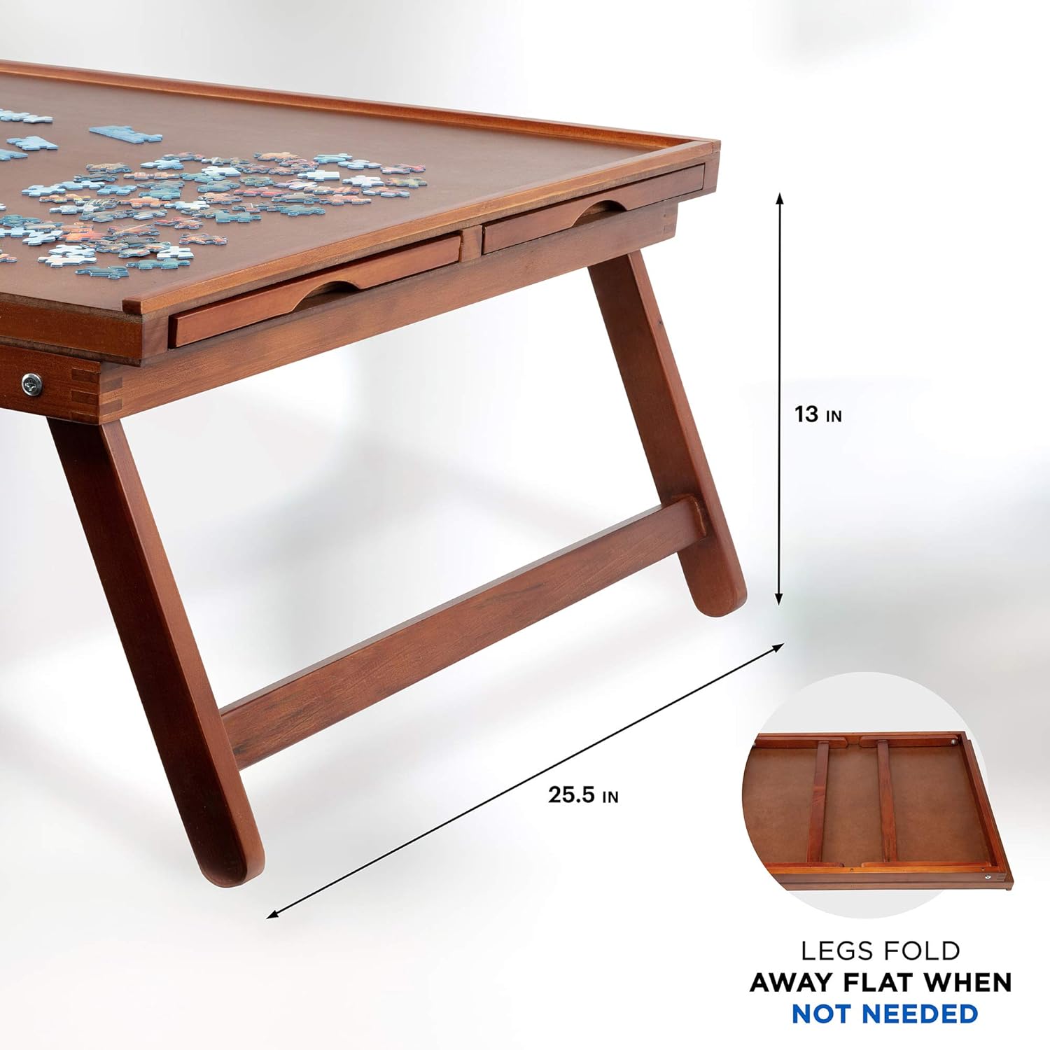 Jumbl Puzzle Board Rack | 27&rdquo; x 35&rdquo; Wooden Jigsaw Puzzle Table w/ 6 Storage & Sorting Drawers | Smooth Plateau Fiberboard Work Surface & Reinforced Hardwood | for Games & Puzzles Up to 1,500 Pieces