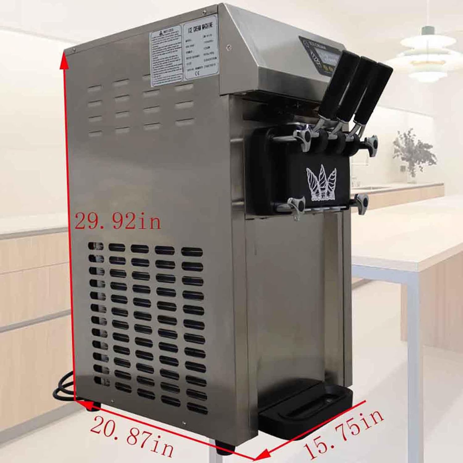 Soft Ice Cream Mahcine 3 Flavors Commercial Soft Ice Cream Maker Stainless Steel Soft Serve Ice Cream Machine Fruit Dessert Yogurt Ice Cream Maker 110V
