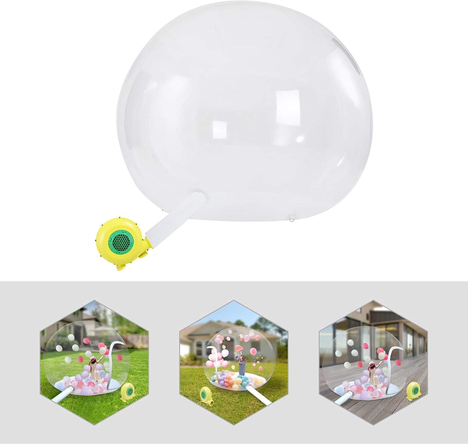 Bubble Tent, Foldable Inflatable Bubble Igloo Tent Transparent Dome Bubble House with Air Blower for Advertising Event Indoor Outdoor Camping 3M Length 110V 300W
