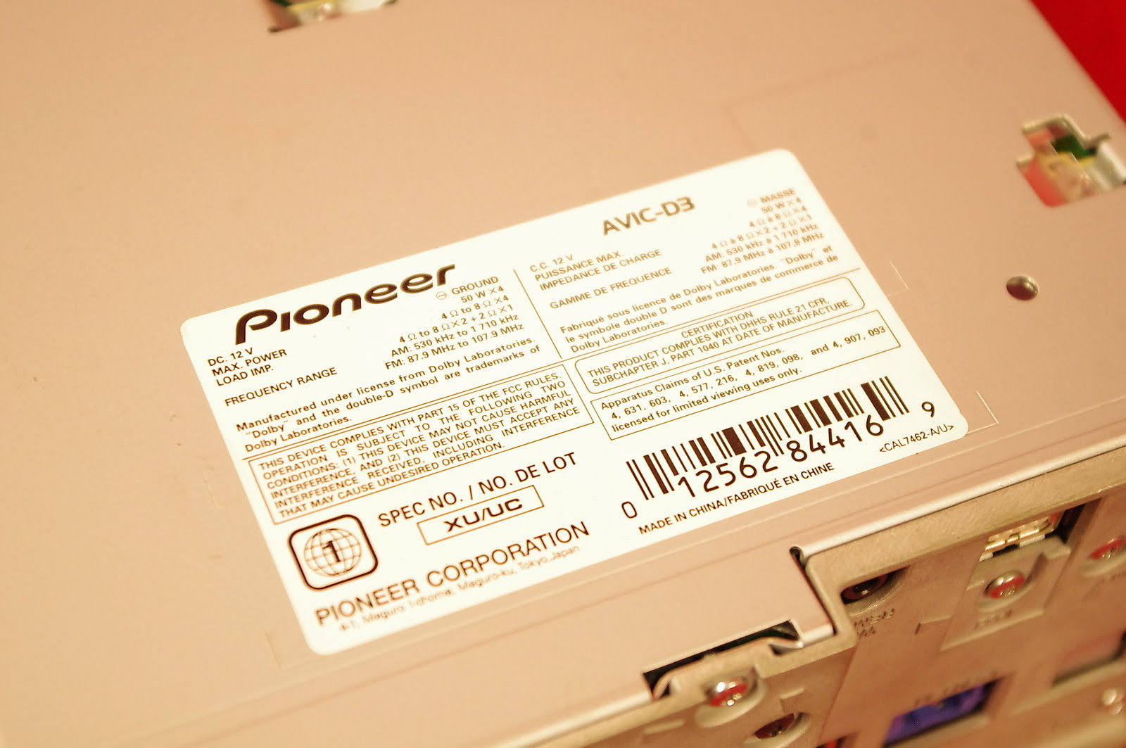 Pioneer Avic-d3 Radio Head Unit, Light Use No Box #U8