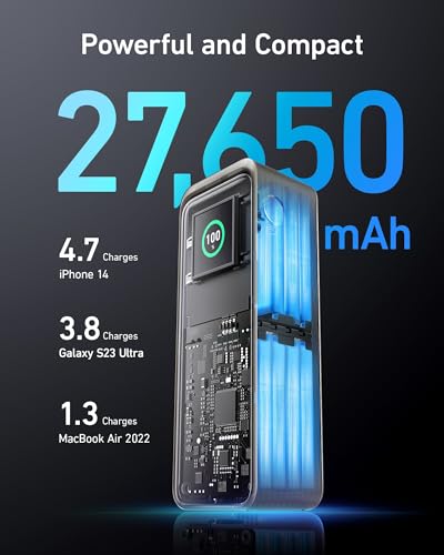 Anker Prime 27,650mAh Power Bank (250W) with 100W Charging Base, 3-Port Portable Charger, Smart App, Compatible with iPhone 15/15 Plus/15 Pro/15 Pro Max/14 Series, MacBook, Samsung, Dell, AirPods
