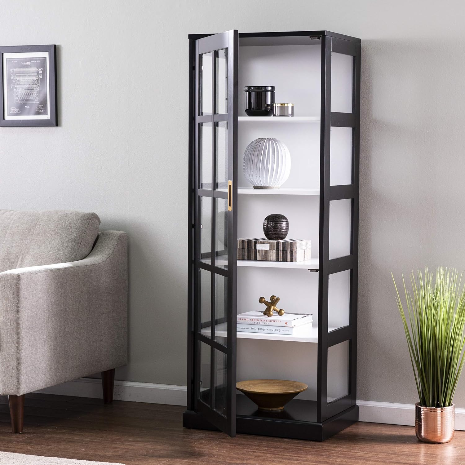 SEI Furniture Burland Curio Cabinet, Black