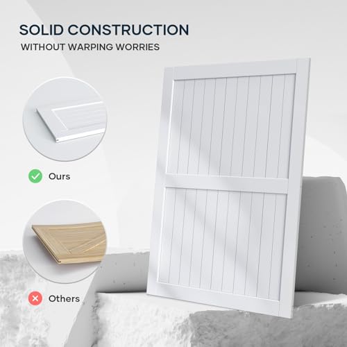 EaseLife 54 x 84 inch White Barn Door with 9FT Sliding Door Hardware Kit Included & Handle,Solid Wood Covered with Waterproof PVC Surface,DIY Assemblely,Easy Install,H-Frame,Fit 50-52in Wide Opening