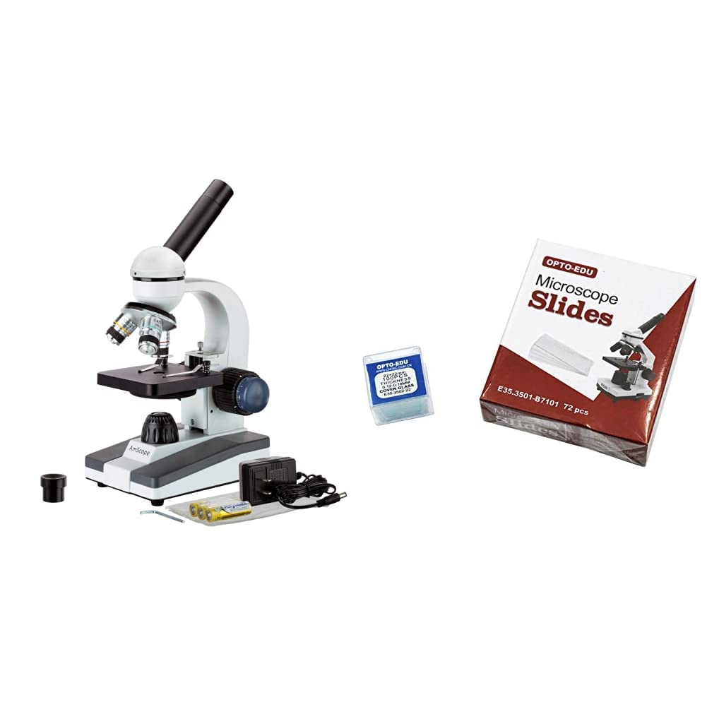 AmScope M150C-I 40X-1000X All-Metal Optical Glass Lenses Cordless LED Student Biological Compound Microscope