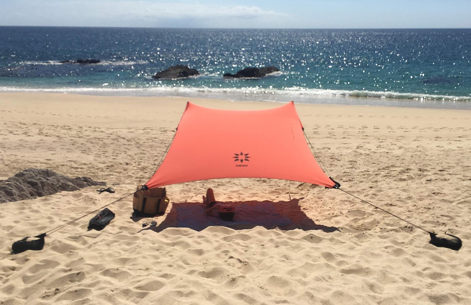 Neso Tents Beach Tent with Sand Anchor, Portable Canopy Sunshade - 7' x 7' - Patented Reinforced Corners
