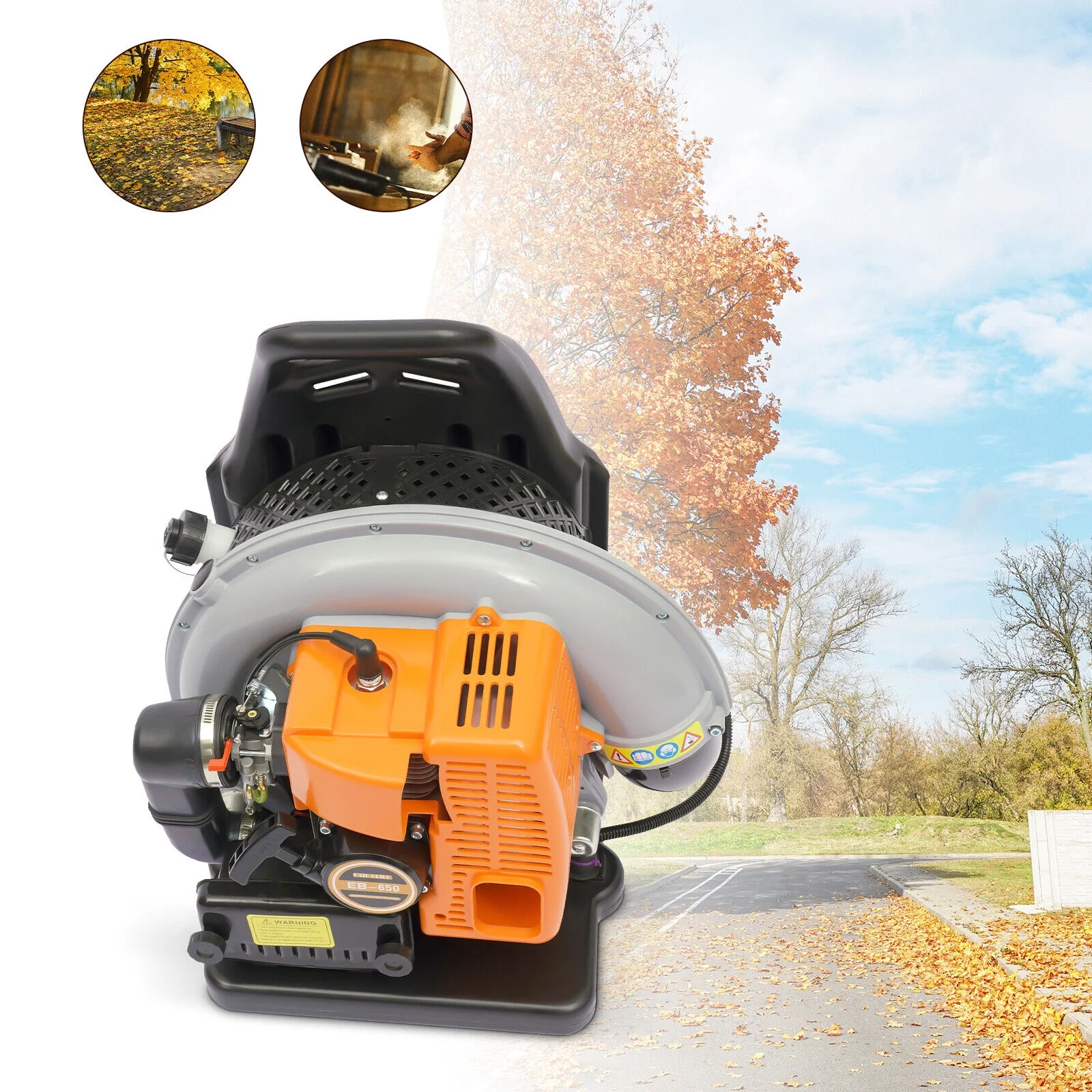 65CC 3.6HP Backpack Leaf Blower,2-Cycle Portable Backpack Blower Gas Powered, 635-CFM, Powerful Clearing Performance & Ergonomic Harness System, Air Blower for Garden Snow Dirt Debris