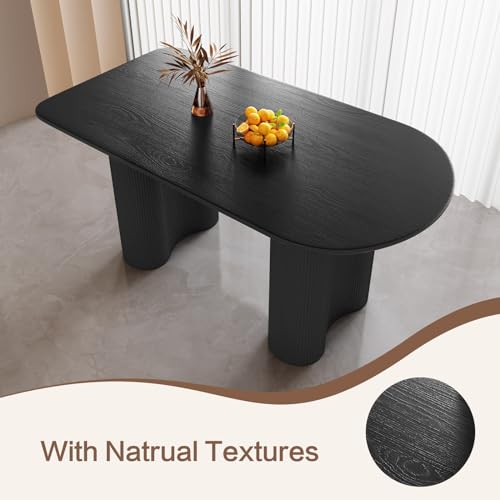 Dining Table Set for 6, Accent Dining Table with 6 Chairs, 55" Oval Table with Comfy High Elasticity Chairs, Modern Dining Tables with 6 Chairs for Dining Room, Kitchen