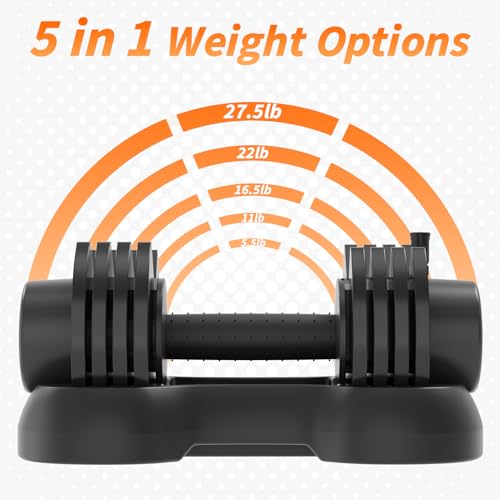 Ativafit 27.5/66/88LBS Pair Adjustable Dumbbell Set with Anti-slip Handle 12 In 1 Quick Dial Adjustment Weights With Safety Locking Button Space Saving Strength Training for Full Body Home Gym Workout