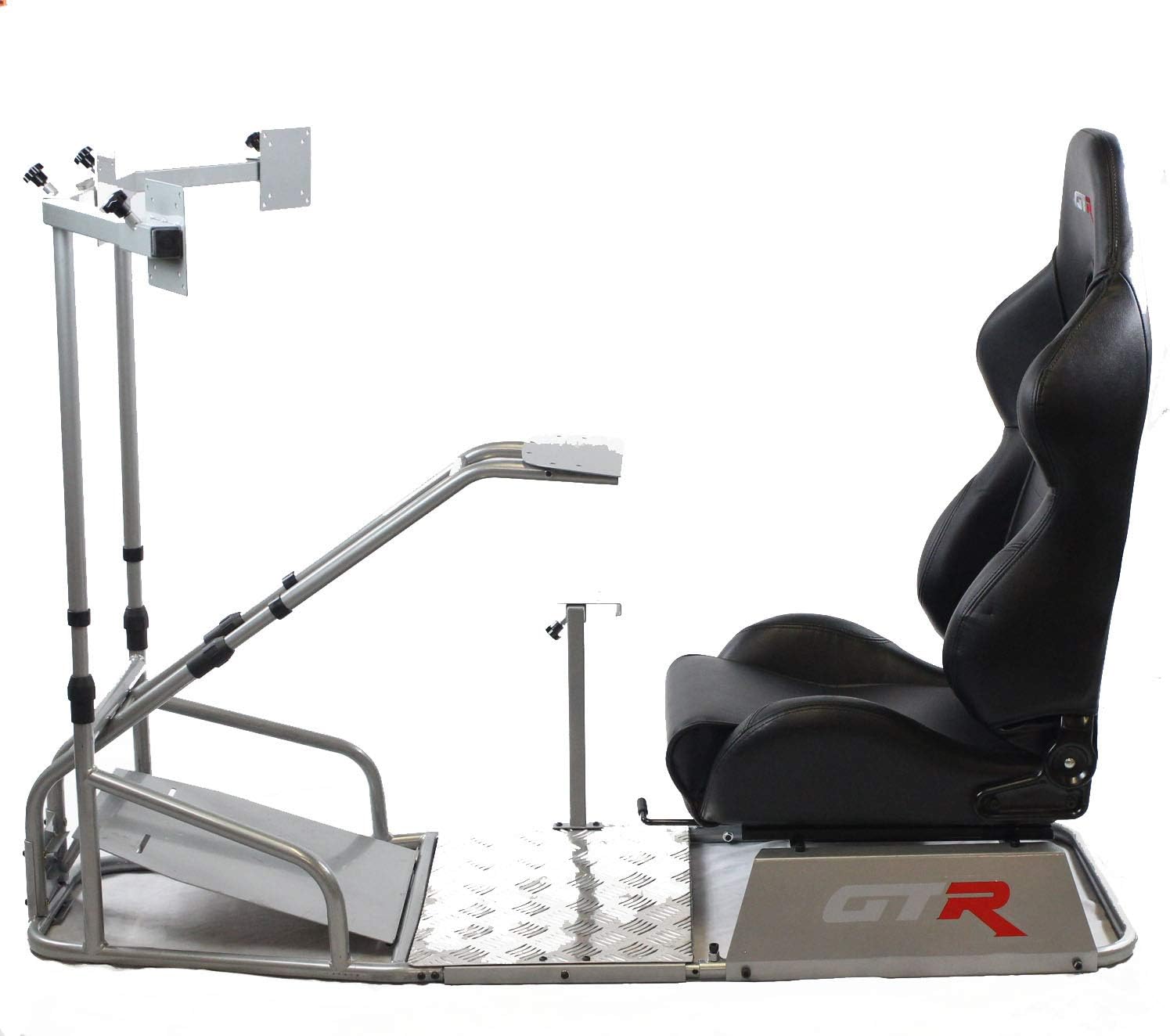 GTR Simulator - GTSF Model with Real Racing Seat, Driving Racing Simulator Cockpit with Gear Shifter Mount and Triple or Single Monitor Mount