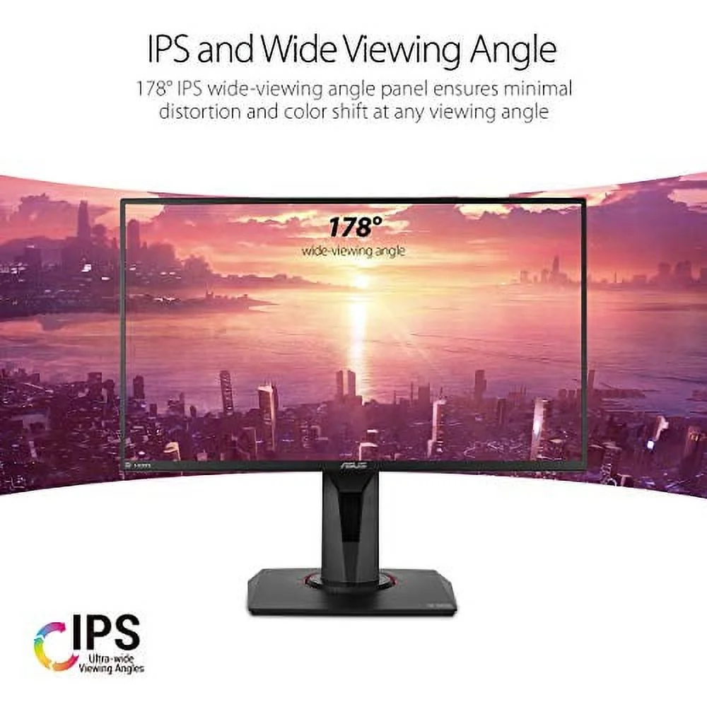 ASUS TUF Gaming 25" 1080P Monitor (VG259Q) - Full HD, IPS, 144Hz, 1ms, Extreme Low Motion Blur, Speaker, Adaptive-Sync, G-SYNC Compatible, VESA Mountable, DisplayPort, HDMI, Height Tilt Adjustable