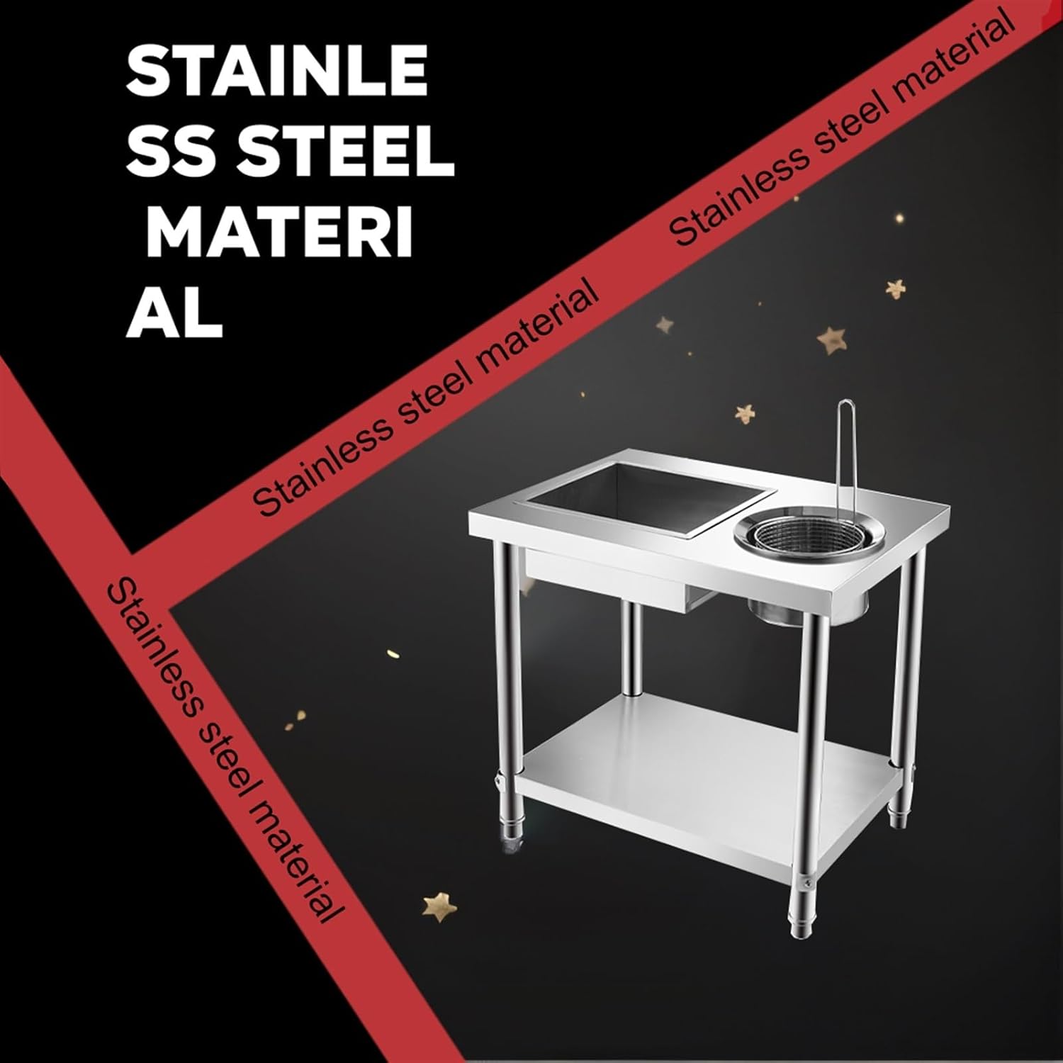Versatile Breading Table Fried Food Prep Station Stainless Steel Commercial Kitchen Prep & Work Table Stainless Steel Breading Station for Various Food Outlets