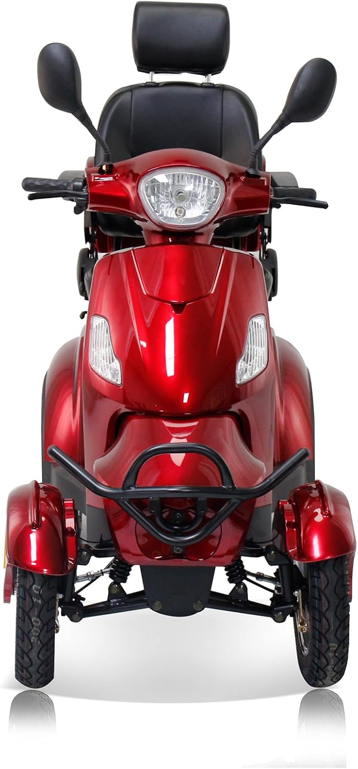 Electric Mobility Scooter for Adults & Seniors, Heavy Duty 4 Wheel Mobility Scooters 500lbs Capacity 800W All Terrain Powered Mobility Scooter for Travel, 3-Speed Elderly Handicap Scooter-Red