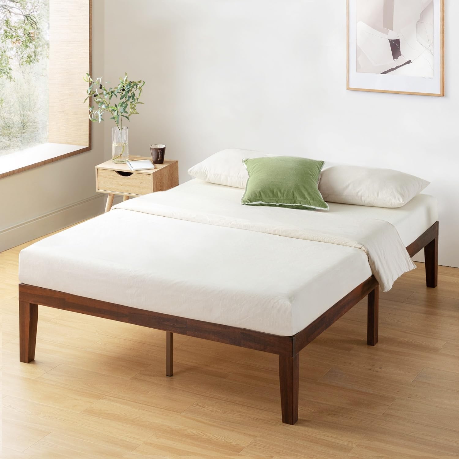 16 Inch Classic Solid Wood Platform Bed Frame in Multiple Finishes Espresso - Queen