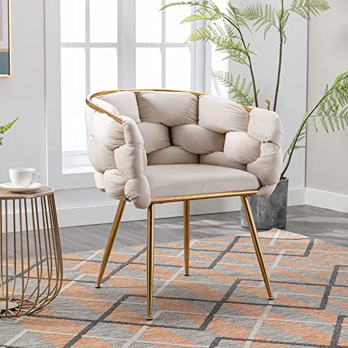 Modern Dining Room Dining Chairs Set of 4 Kitchen Chairs Comfy Gold Accent Chair Velvet Handmade Decorative Living Room Chairs Bedroom Furniture sillas de sala Tufted Arm Chairs for Vanity Green