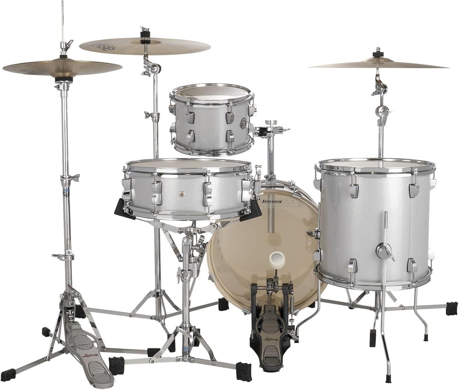 Ludwig Breakbeats by Questlove 4-Piece Drum Set Shell Pack, Silver Sparkle