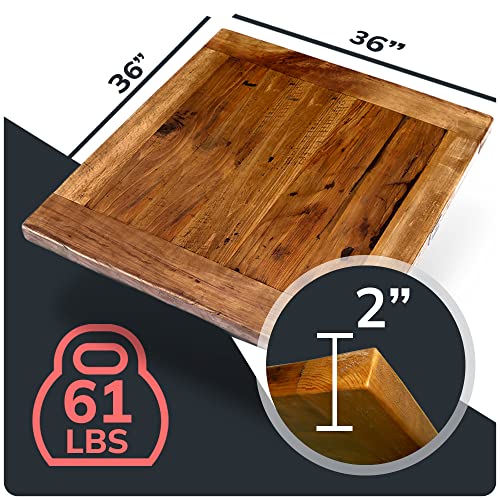 Reclaimed Wood Table Top - Rustic Recycled Solid Wooden Piece Perfect for Signs, Counters, Kitchens, Dining and Coffee Table Tops (Reclaimed Wood Table Top with Metal Edge, 24" x 48")