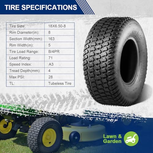 MaxAuto 2 Pcs 20x8-10 Turf Saver Tire, 20x8.00x10 Lawn & Garden Tire - LRB/4ply Tubeless