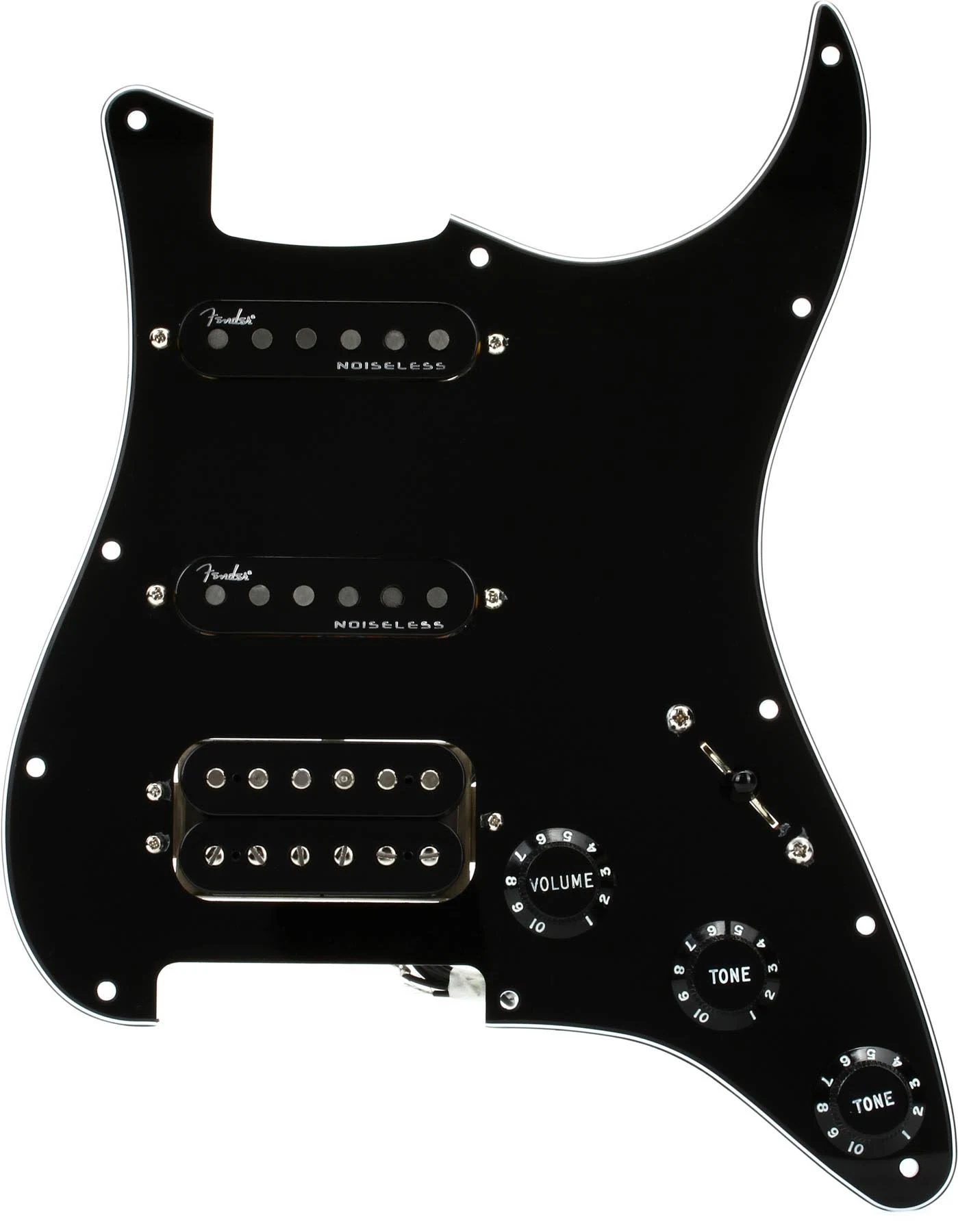 Fender Shawbucker / Gen 4 Noiseless HSS Pre-Wired Stratocaster Pickguard - Black 3-Ply