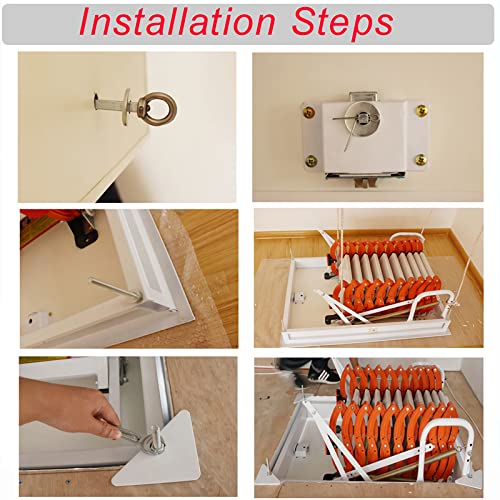 TECHTONGDA Attic Ceiling Pull Down Ladder Extension Folding Stairs Retractable Attic Folding Ladder with 28 x 35 Inch Opening Size and 9.8 feet Height for Ceiling