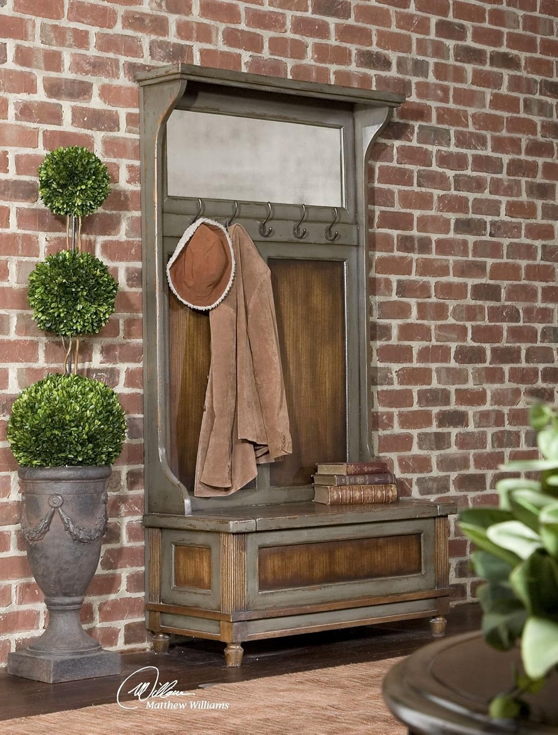 Luxe Solid Wood Hall Tree with Storage Bench