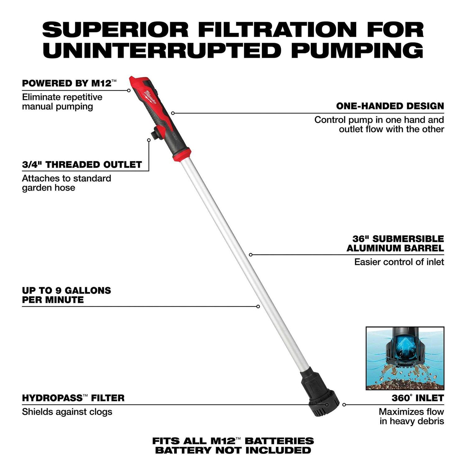 2579-20 Milwaukee M12 Stick Transfer Pump - Shop Hardware Tools Online Store