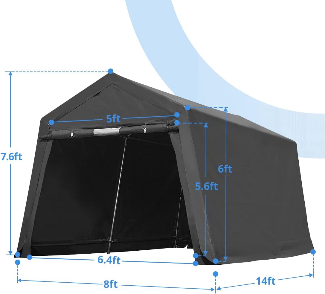 ADVANCE OUTDOOR 10X10 ft Heavy Duty Outdoor Patio Anti-Snow Portable Canopy Storage Shelter Shed Carport with 2 Rolled up Zipper Doors & Vents for Snowmobile Garden Tools, Gray