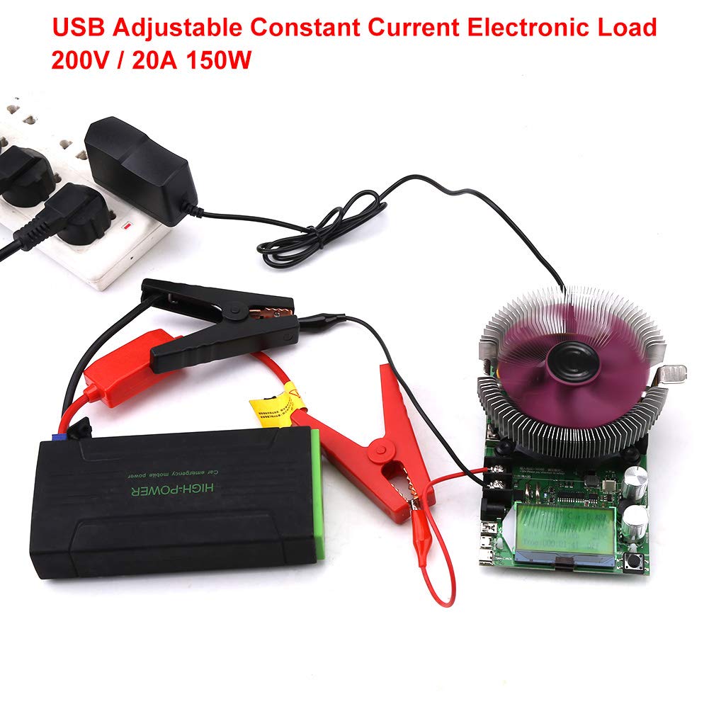 USB Adjustable Battery Capacity, 150W 200V 20A USB Adjustable Constant Current Electronic Load Battery Capacity Tester Module Power Meter