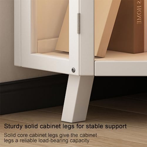 Glass Display Cabinet Clear Showcase Large Storage Curio Cabinet with White Doors - Tall Bookshelf Bookcase for Home Décor
