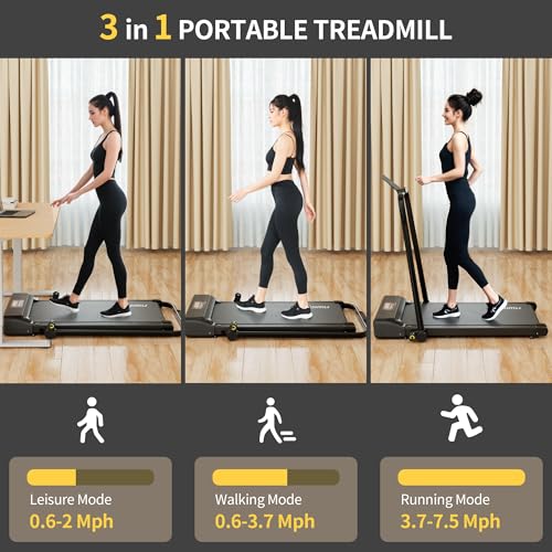 Walking Pad, 3 in 1 Foldable Treadmill for Home & Office, 285lb Wallking Pad Treadmill 2.5HP Under Desk Treadmill with Remote Control, Walking Jogging Pad with Handle Bar